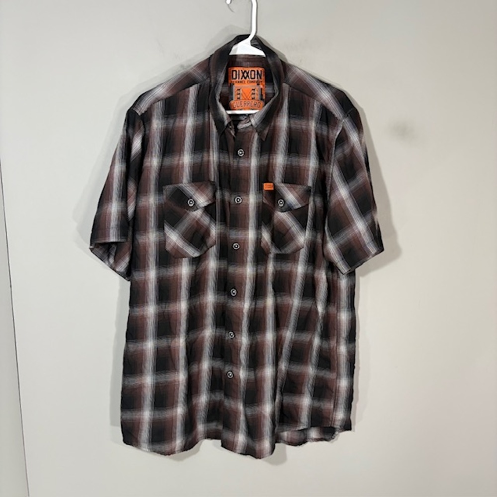 Dixxon Shirt Mens XL Brown Plaid Short Sleeve Button Up Guerrero Flannel